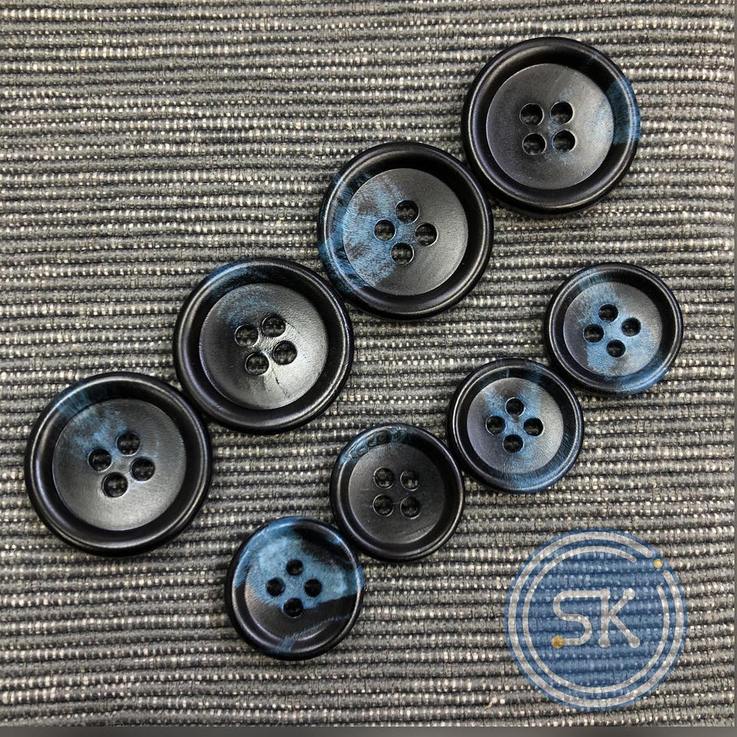 (3 pieces set)15mm & 20mm 4hole DTM Blue suit button