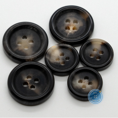 Black 2-Hole Horn Button - 32L/20mm - Horn - Bone & Horn - Buttons