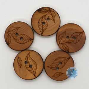 (3 pieces set) 22mm Laser Leaf pattern on Wood button