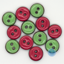 Load image into Gallery viewer, (3 pieces set)13mm Epoxy Coconut Shell Button (Pink &amp; Green)
