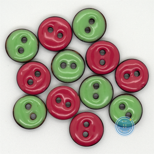 (3 pieces set)13mm Epoxy Coconut Shell Button (Pink & Green)