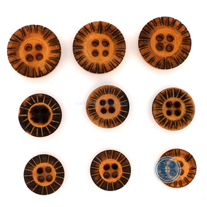 (3 pieces set) 15mm,16mm & 20mm Wooden Button with Burnt Pattern