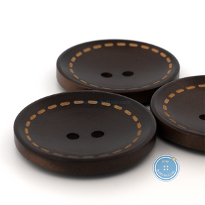 (3 pieces set) 37mm Dark Brown Wooden Button with Laser