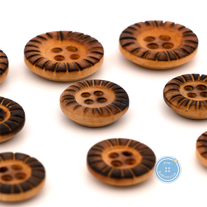 (3 pieces set) 15mm,16mm & 20mm Wooden Button with Burnt Pattern