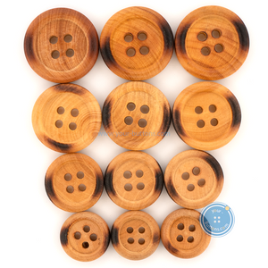 (3 pieces set) 13mm,15mm,18mm & 19mm Wooden Button with Burnt Rim