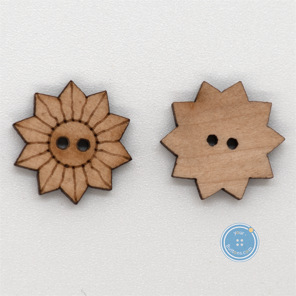 (3 pieces set) 17mm wooden sun-flower button