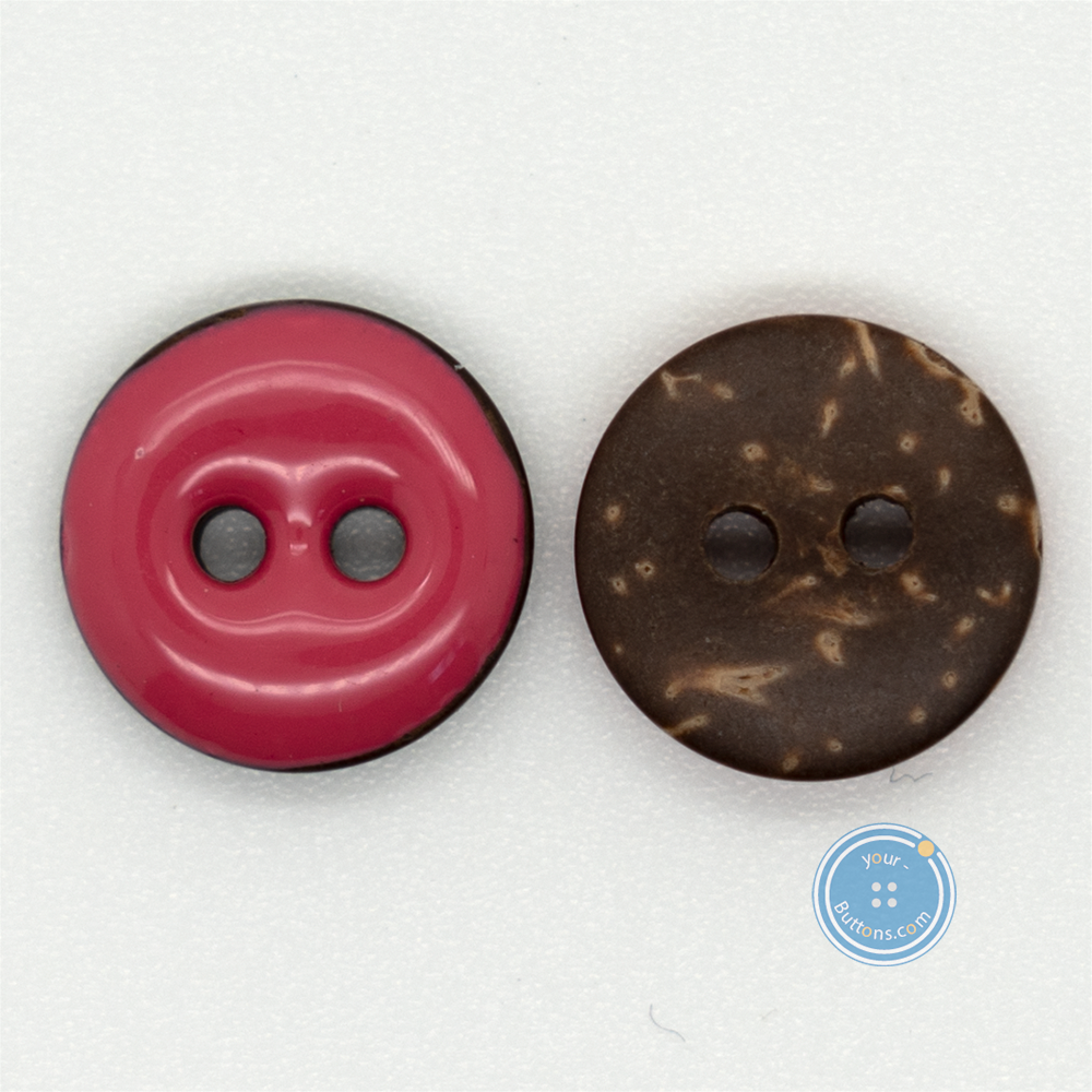 (3 pieces set)13mm Epoxy Coconut Shell Button (Pink & Green)