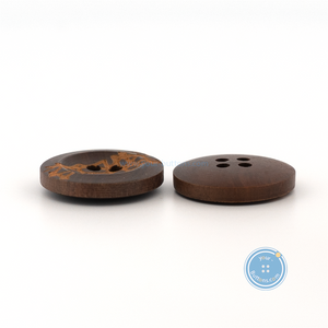 (3 pieces set) 15mm,18mm & 23mm Dark Brown wooden button with laser pattern