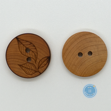 Load image into Gallery viewer, (3 pieces set) 22mm Laser Leaf pattern on Wood button
