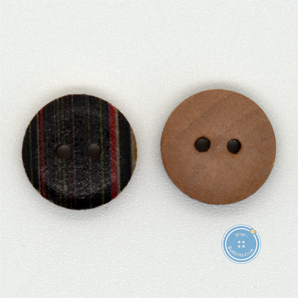 (3 pieces set) 11mm & 15mm 2hole Wooden Button with Print Pattern