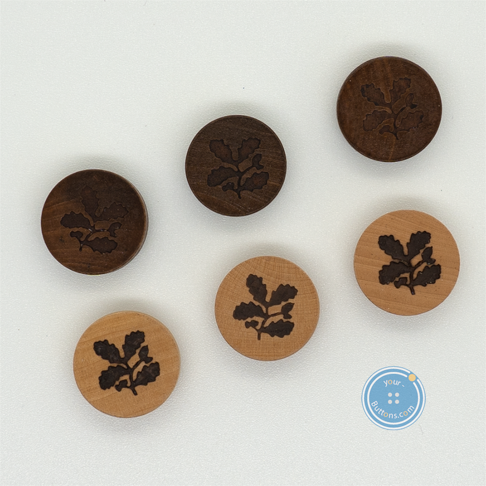 (3 pieces set) 15mm Wooden Shank Button with flower pattern