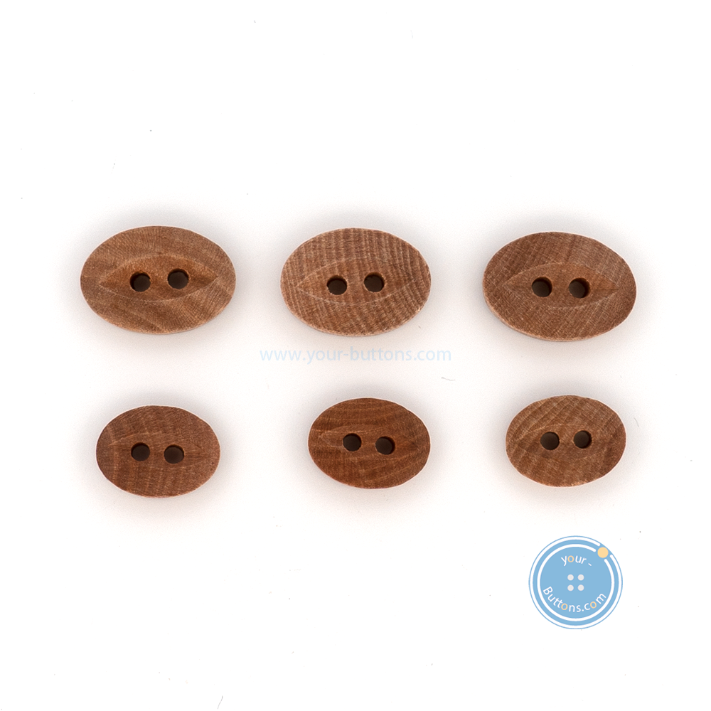 (3 pieces set) 11mm & 15mm Oval shape Wood Button with fisheye