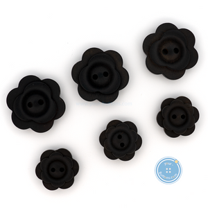 (3 pieces set) 19mm & 25mm Flower Wood Button in Dark Brown