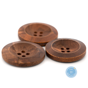 (3 pieces set) 30mm Aged Wooden Button from Year1980s