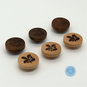 (3 pieces set) 15mm Wooden Shank Button with flower pattern