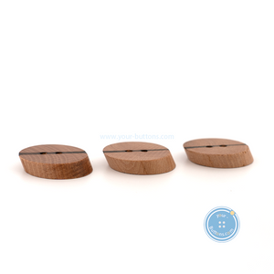 (3 pieces set) 28mm Oval Litchi Wooden Button with Burnt line pattern