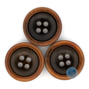 (3 pieces set) 20mm Brown Corozo Button with Burnt Rim