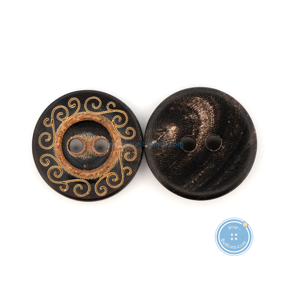 (3 pieces set) 15mm Horn Button with Pattern