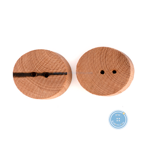 (3 pieces set) 28mm Oval Litchi Wooden Button with Burnt line pattern