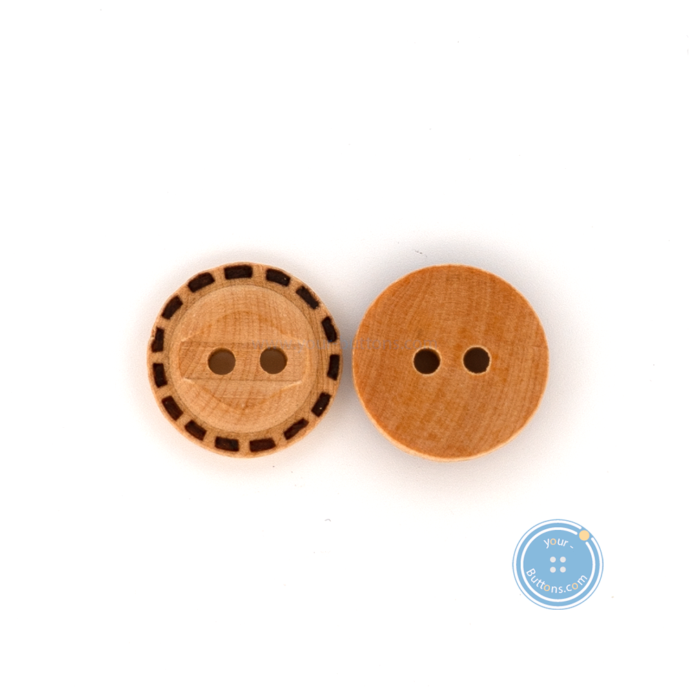 (3 pieces set) 12mm,15mm & 18mm Wooden Button with Burnt Pattern