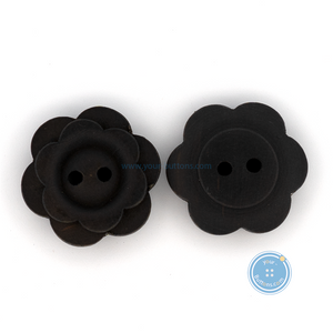 (3 pieces set) 19mm & 25mm Flower Wood Button in Dark Brown