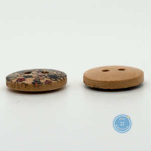 (3 pieces set) 11.5mm & 15mm 2hole Wooden Button with Print Pattern