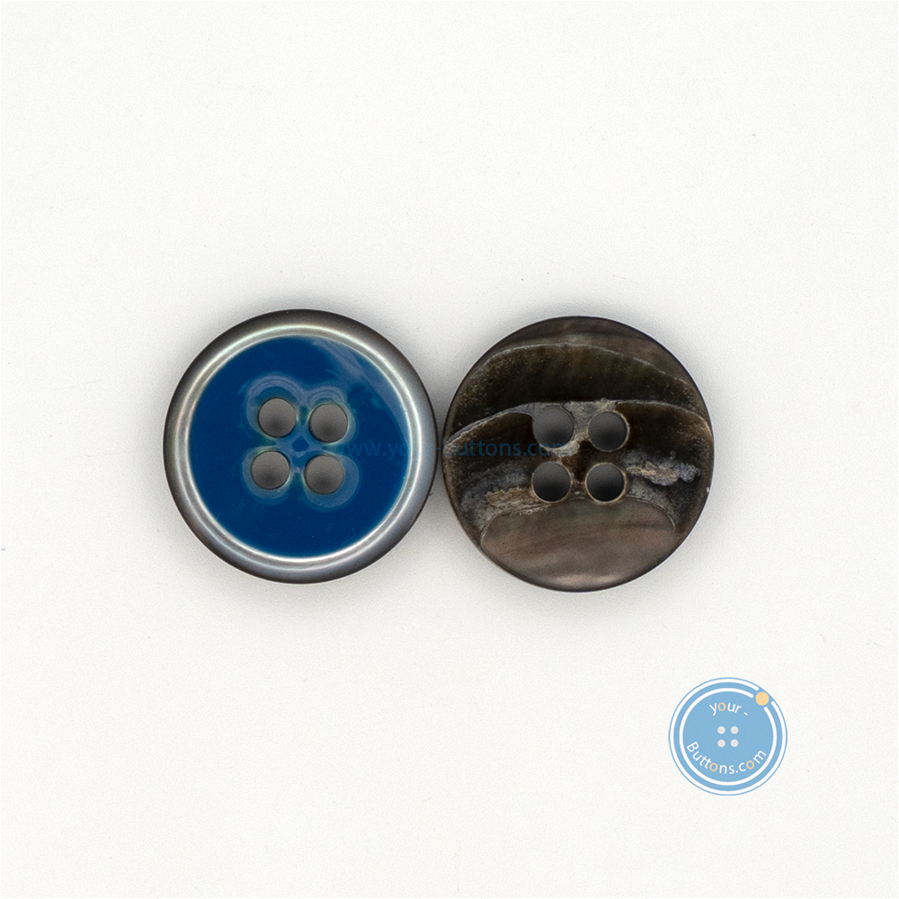 (3 pieces set) 11mm ,15mm & 20mm Epoxy Shell Button (Beige,Black,Blue & Navy)
