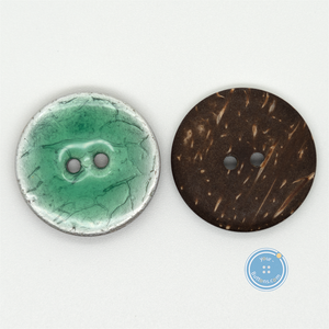 (3 pieces set)28mm Epoxy Coconut Shell Button (Red & Green)