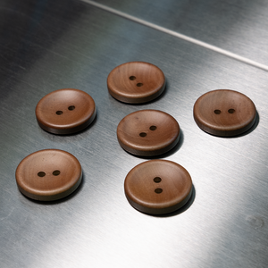 (3 pieces set) 25mm wooden button Chocolate Brown color