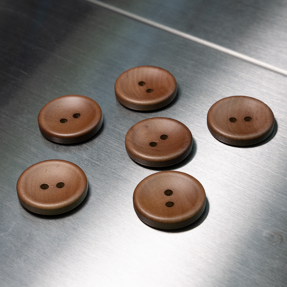 (3 pieces set) 25mm wooden button Chocolate Brown color