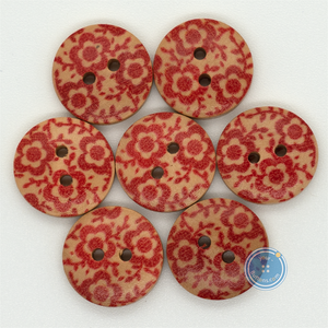 (3 pieces set) 15mm-2hole Wooden Button with Print Pattern