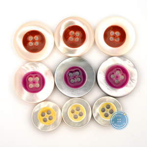 (3 pieces set) 15mm & 20mm Epoxy Shell Button (Red,Rose & Yellow)