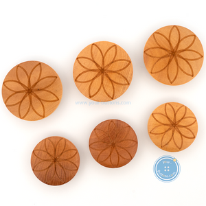 (3 pieces set) 25mm & 31mm Wooden Shank Button with laser