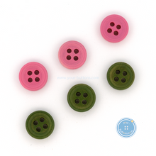 Load image into Gallery viewer, (3 pieces set) 9mm Wooden Button - Green &amp; Pink
