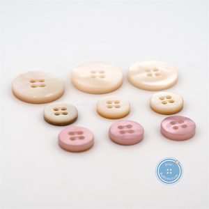 (3 pieces set) 11mm & 17mm 4hole Button Natural and DTM Pink