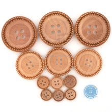 Load image into Gallery viewer, (3 pieces set) 11mm,13mm,27mm &amp; 34mm Litchi Wooden Button with laser
