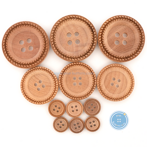 (3 pieces set) 11mm,13mm,27mm & 34mm Litchi Wooden Button with laser