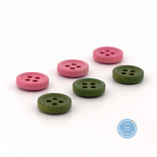 Load image into Gallery viewer, (3 pieces set) 9mm Wooden Button - Green &amp; Pink
