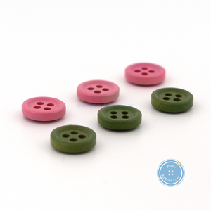 (3 pieces set) 9mm Wooden Button - Green & Pink