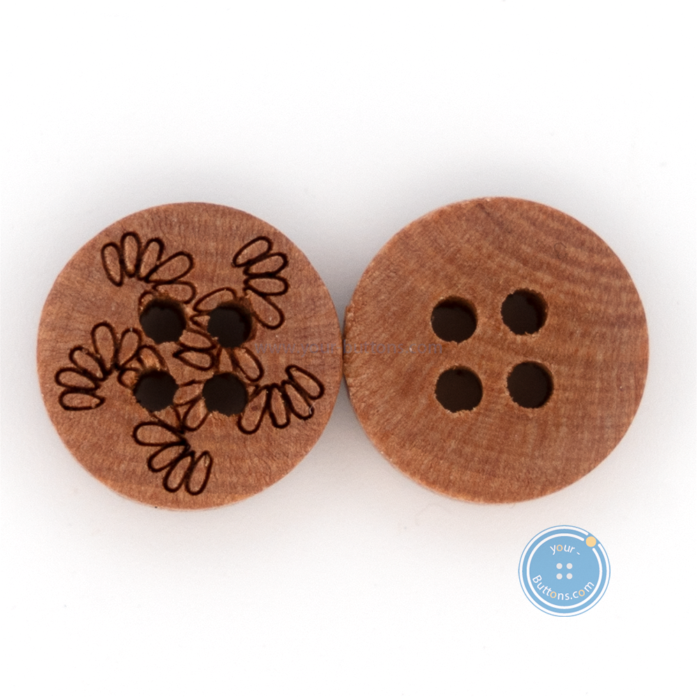 (3 pieces set) 10mm Litchi Wooden Button with Laser