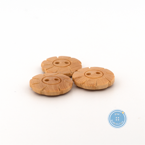 (3 pieces set) 15mm Flower Shape Natural Wooden Button