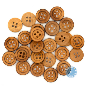 (3 件套) 10mm &amp; 13mm-4hole Burn Wooden Button