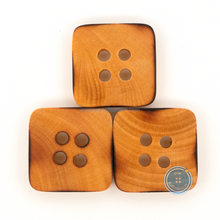 Load image into Gallery viewer, (3 pieces set) 22mm Square Wooden Button with Burnt
