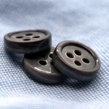 Load image into Gallery viewer, (3 pieces set) 9mm,10mm &amp; 11.5mm Thick River shell shirt button smoke color
