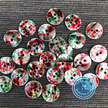 Load image into Gallery viewer, (3 pieces set) 14mm Abalone shell button with pattern look red
