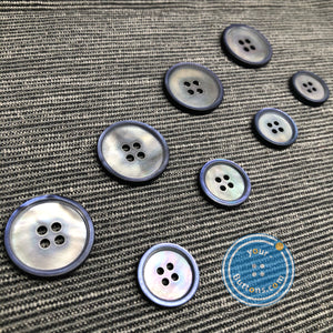 (3 pieces set) 15mm & 20mm Mother of Pearl matt blue suit button