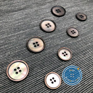 (3 pieces set) 15mm & 20mm Mother of Pearl matt brown suit button