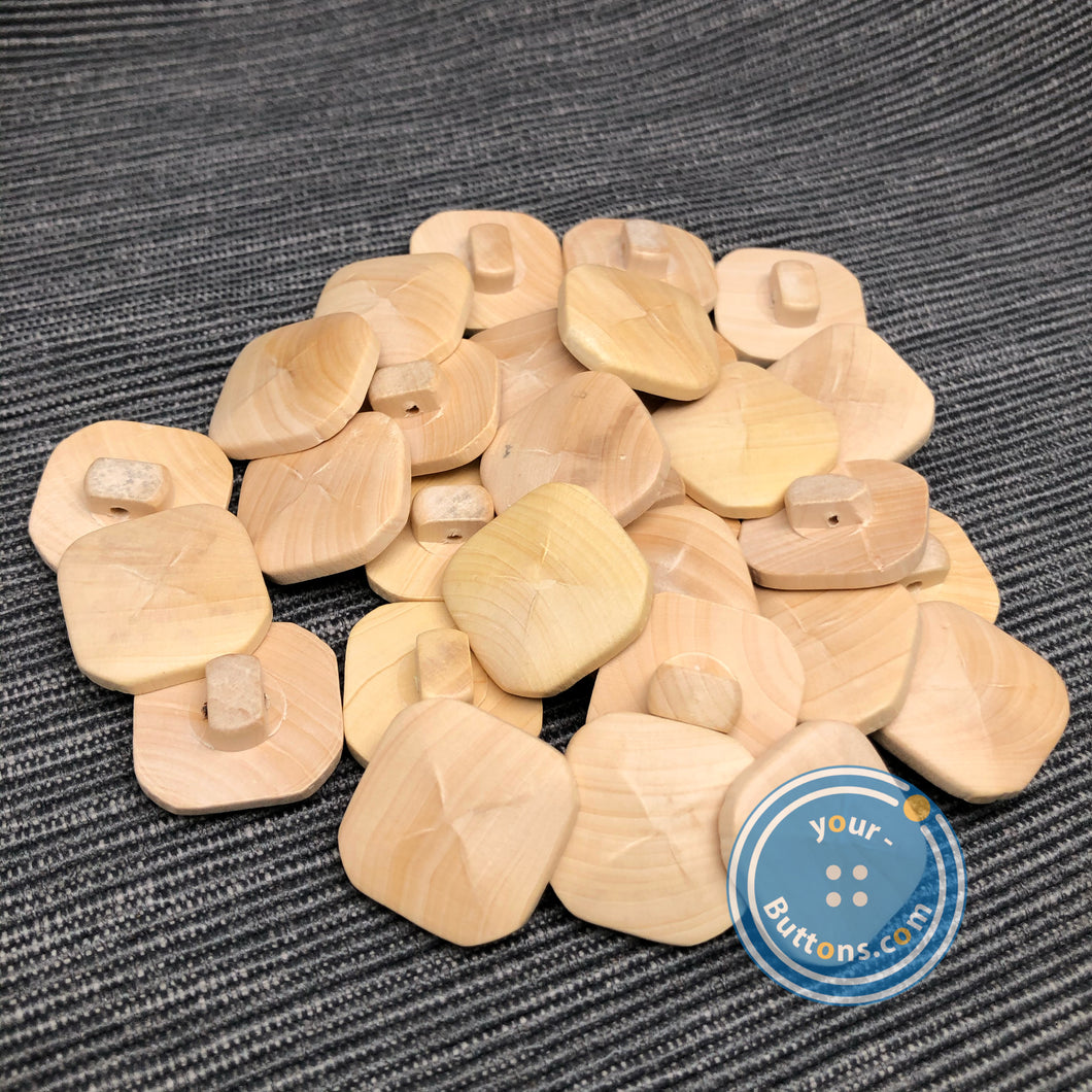 (3 pieces set) Wooden Shank button Square