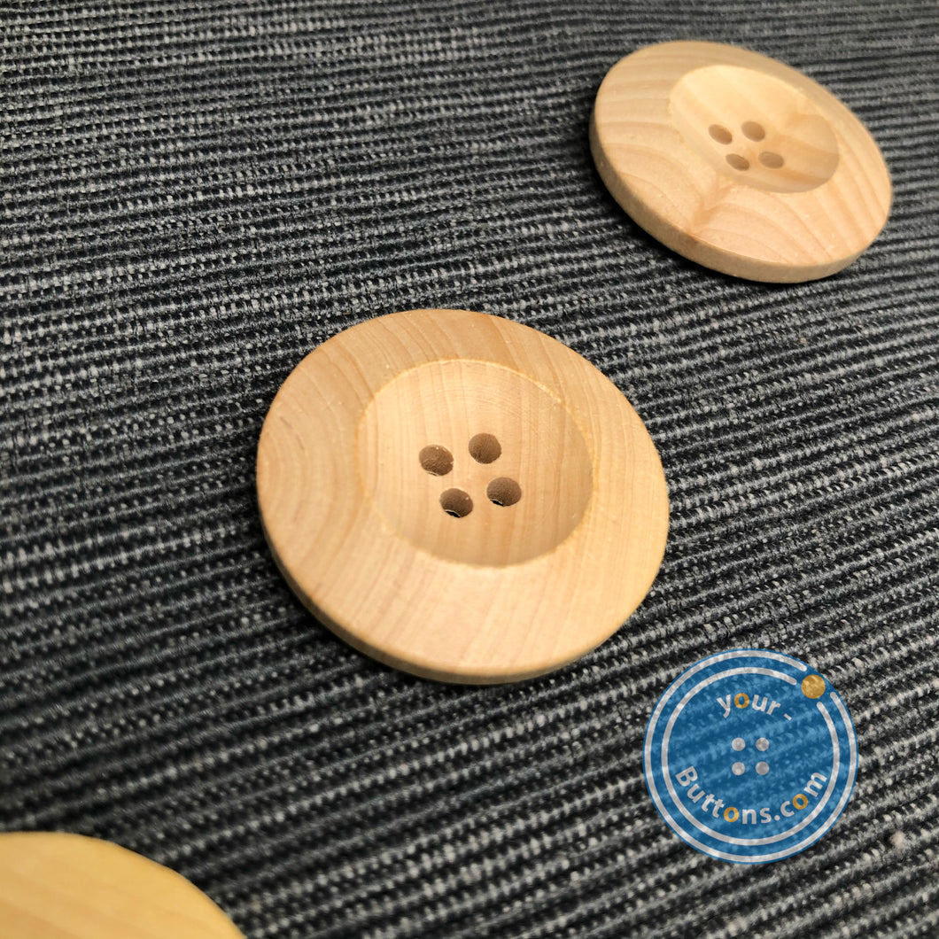 (3 pieces set) 15mm,20mm & 30mm 4hole natural wooden button big rim