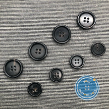 Load image into Gallery viewer, (3 pieces set)15mm - 25mm Classic 4hole horn suit button shiny black
